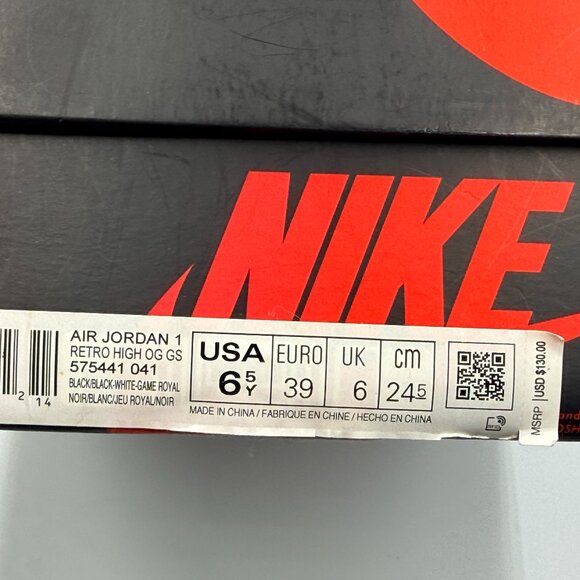 Nike Air Jordan 1 Retro High OG GS 575441-041 Size 6.5Y w/Box White Black Blue - Picture 2 of 7